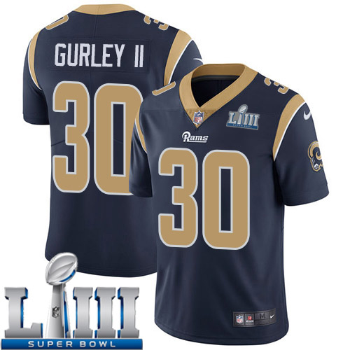 Men Los Angeles Rams #30 Gurley II dark Blue Nike Vapor Untouchable Limited 2019 Super Bowl LIII NFL Jerseys